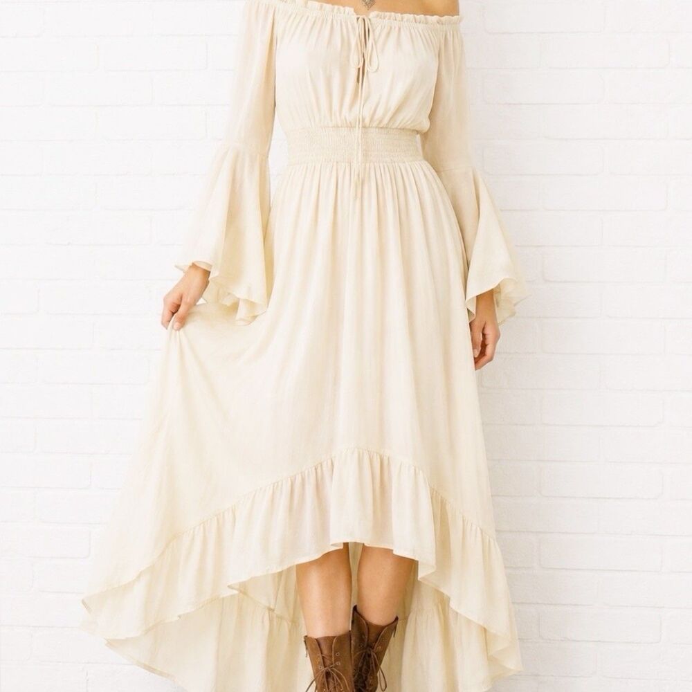 Scarlet Darkness Renaissance Dress 2X Off Shoulder Bell Sleeve Fairycore Prairie